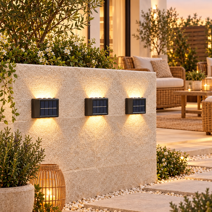Solar Wall Lamp Outdoor Warm Light Waterproof Up And Down Luminous Lig styled in a home setting