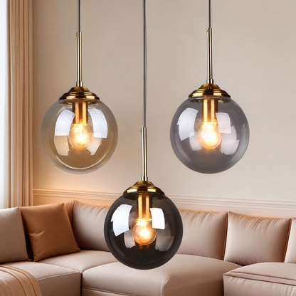 Metal glass pendant lamp product photo