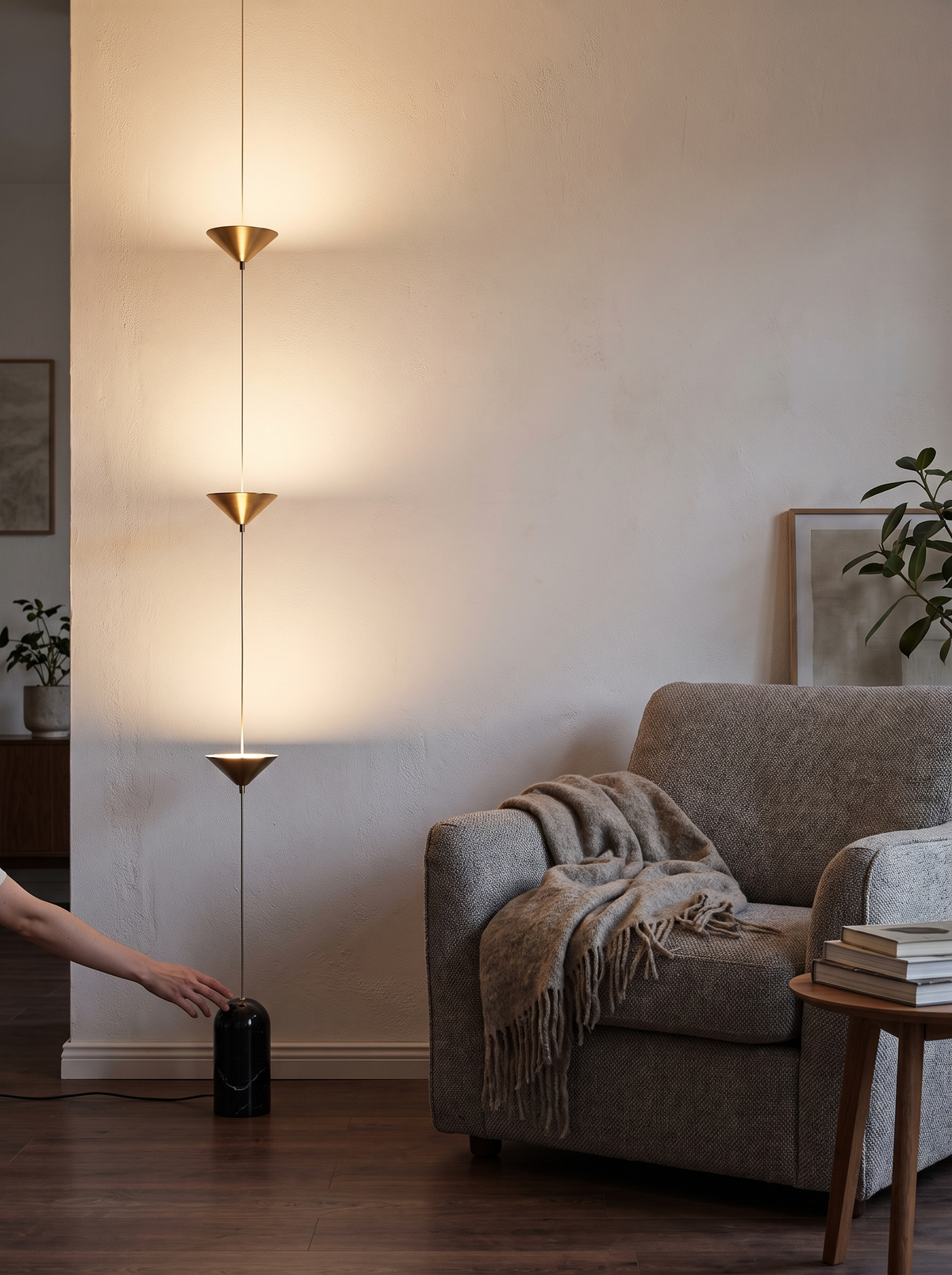 Minimalist Black LED Corner Floor Lamp in a lifestyle setting: Light That Paints the Wall