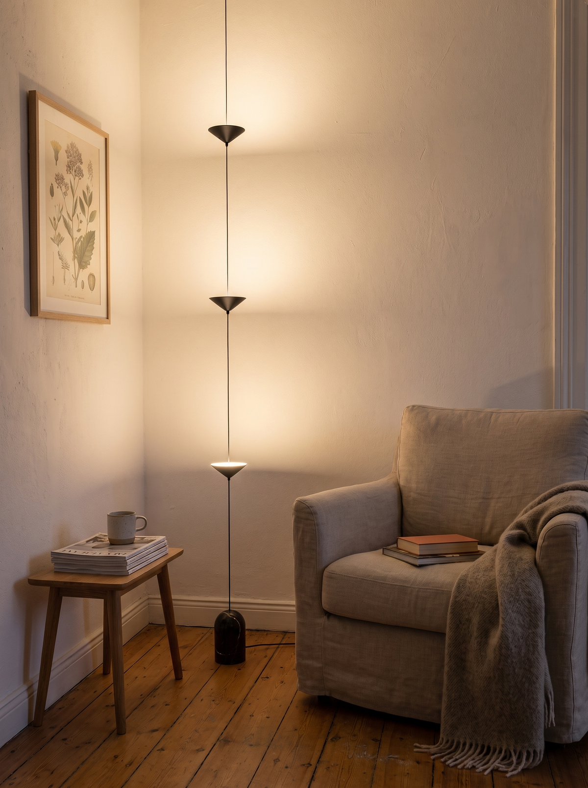 Minimalist Black LED Corner Floor Lamp in a lifestyle setting: Bring Bare Corners to Life