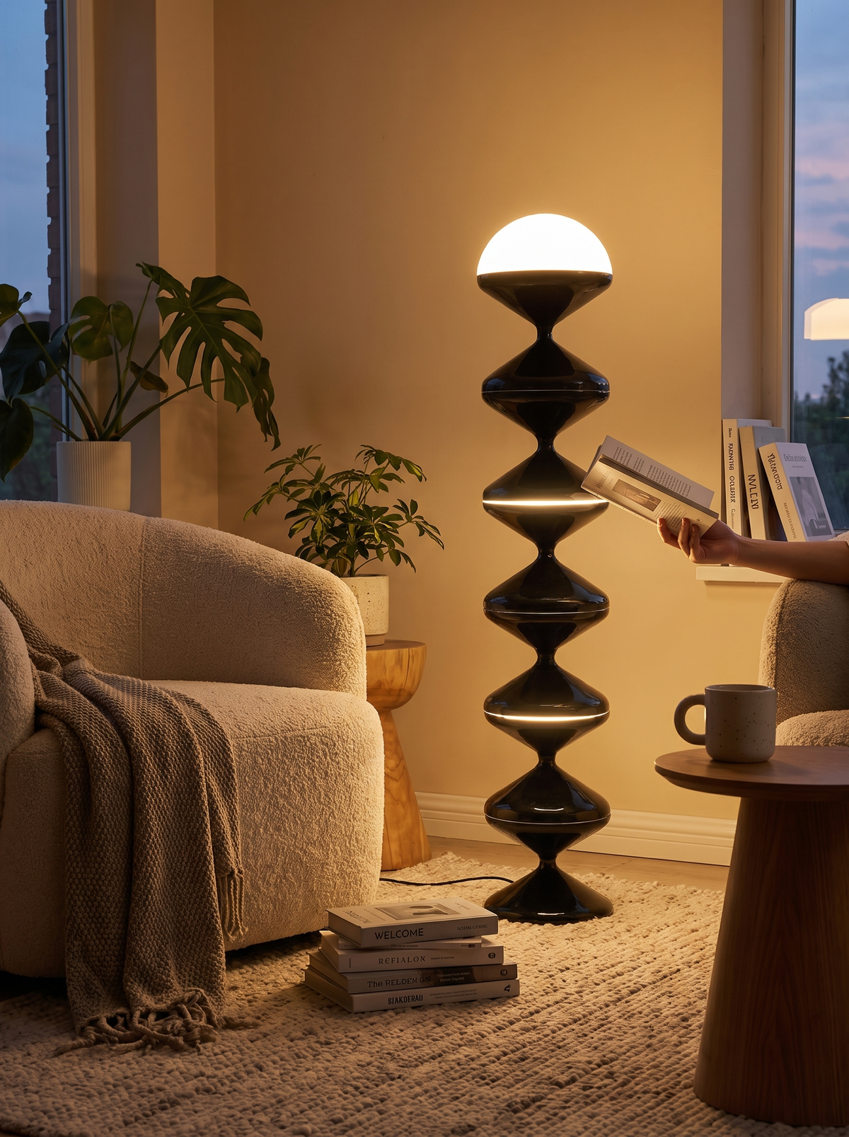 Gourd String Glass Floor Lamp in a lifestyle setting: Glow From Every Angle