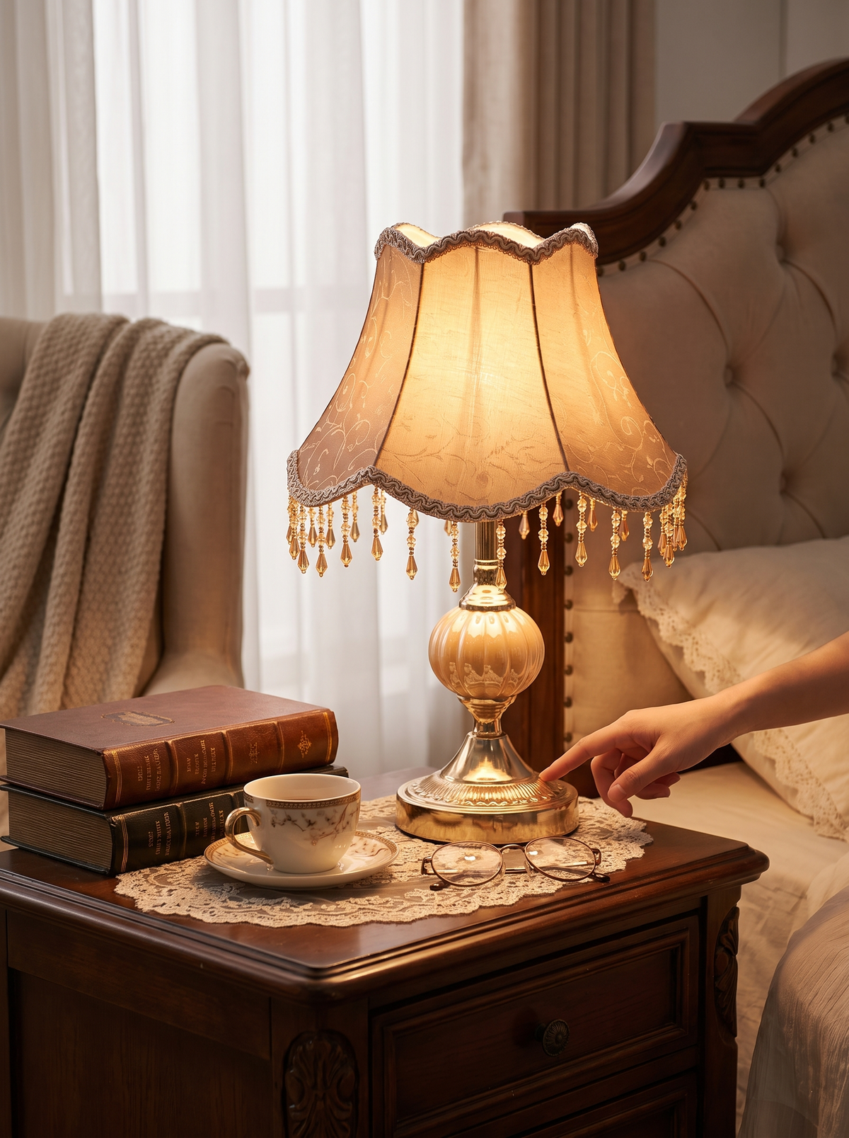 European Style Bedside Table Lamp in a lifestyle setting: Timeless Elegance