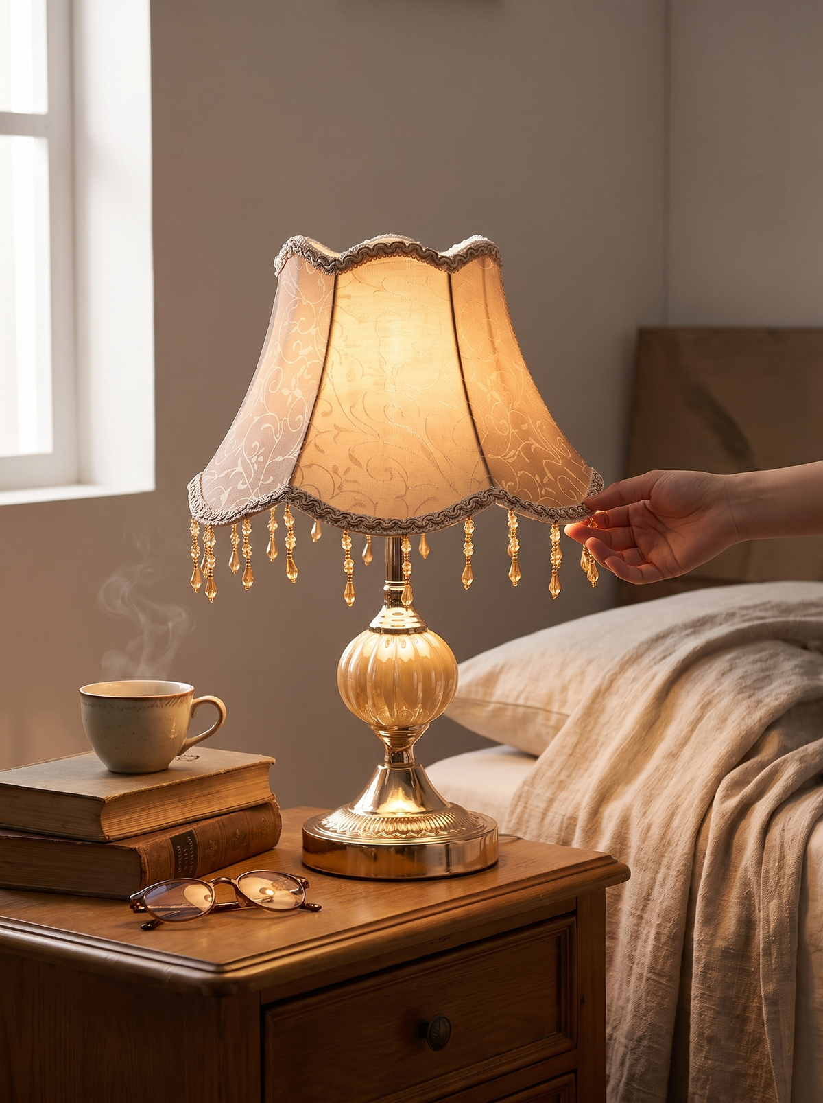 European Style Bedside Table Lamp in a lifestyle setting: Retro With a Modern Touch