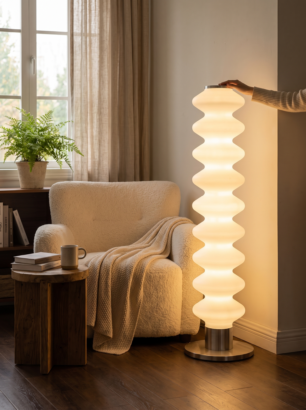 Sugar Gourd Acrylic LED Floor Lamp in a lifestyle setting: Soft, Rounded, Full of Charm