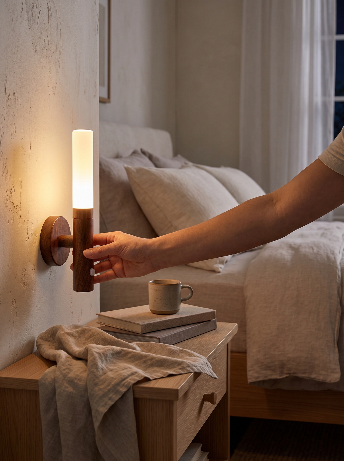Magnetic Motion Sensor LED Night Light in a lifestyle setting: Stick It Where You Need It