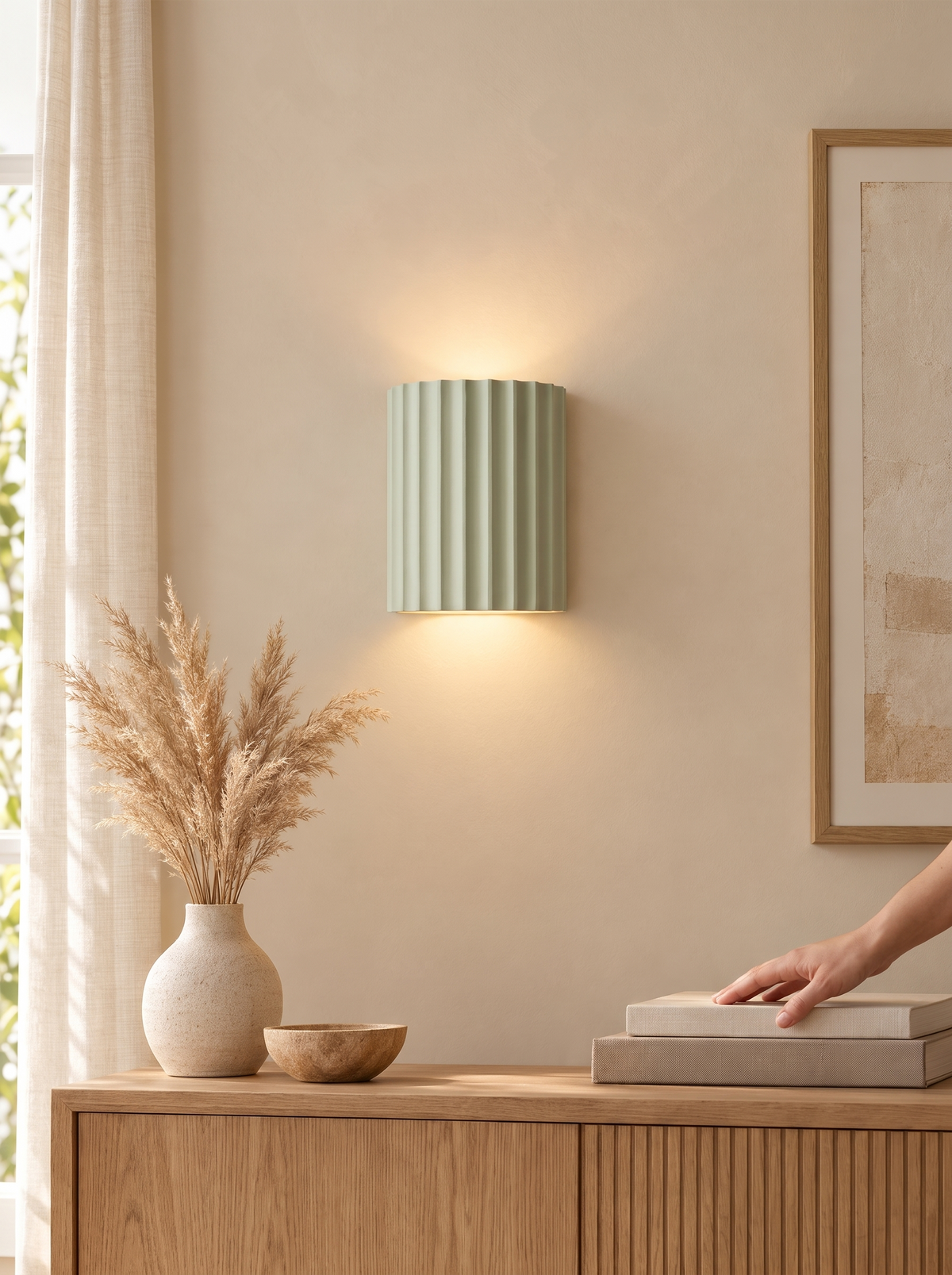 Nordic Resin Wall Lamp in a lifestyle setting: A Soft Pop of Color