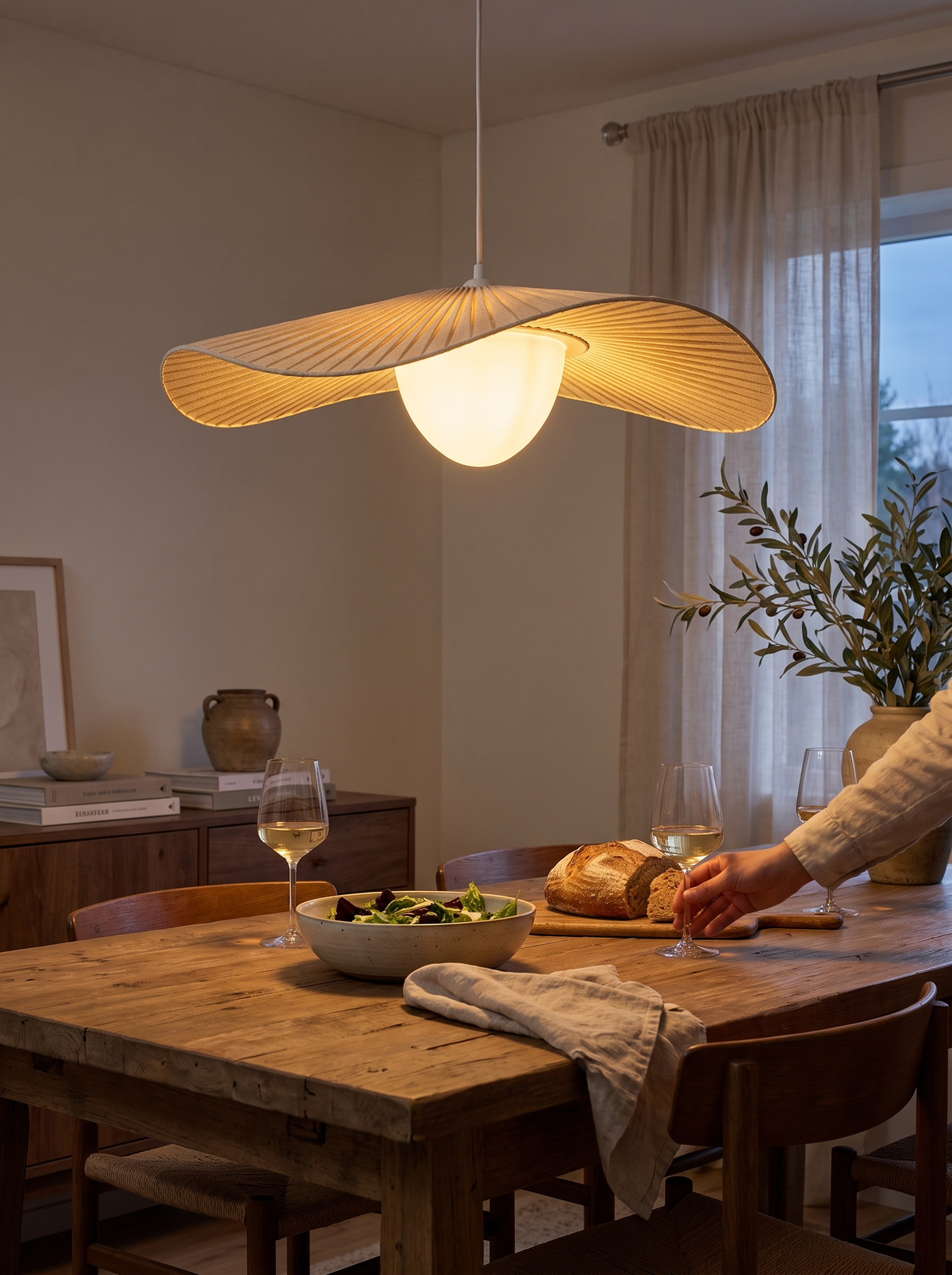Nordic Pleated Fabric Pendant Light in a lifestyle setting: Texture You Can See