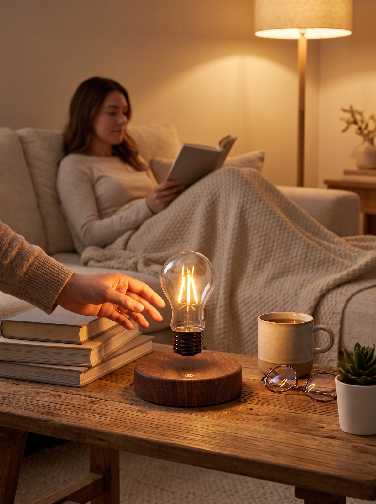 Magnetic Levitation Floating Bulb Lamp in a lifestyle setting: A Little Bit of Magic
