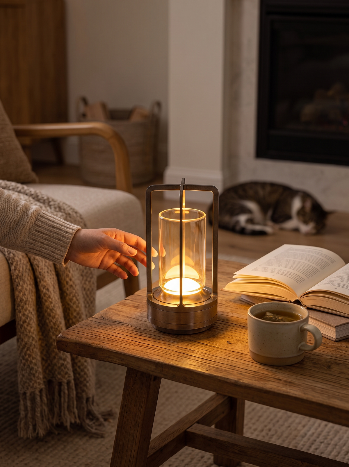 Cordless Rechargeable LED Mood Lamp in a lifestyle setting: Small Lamp, Big Atmosphere