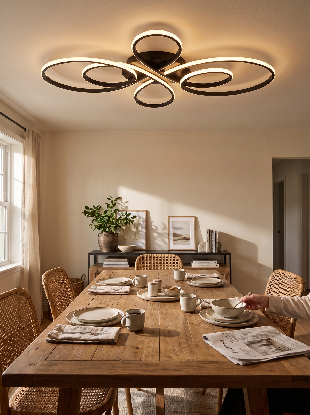 Low Profile LED Ceiling Light in a lifestyle setting: Style for Low Ceilings