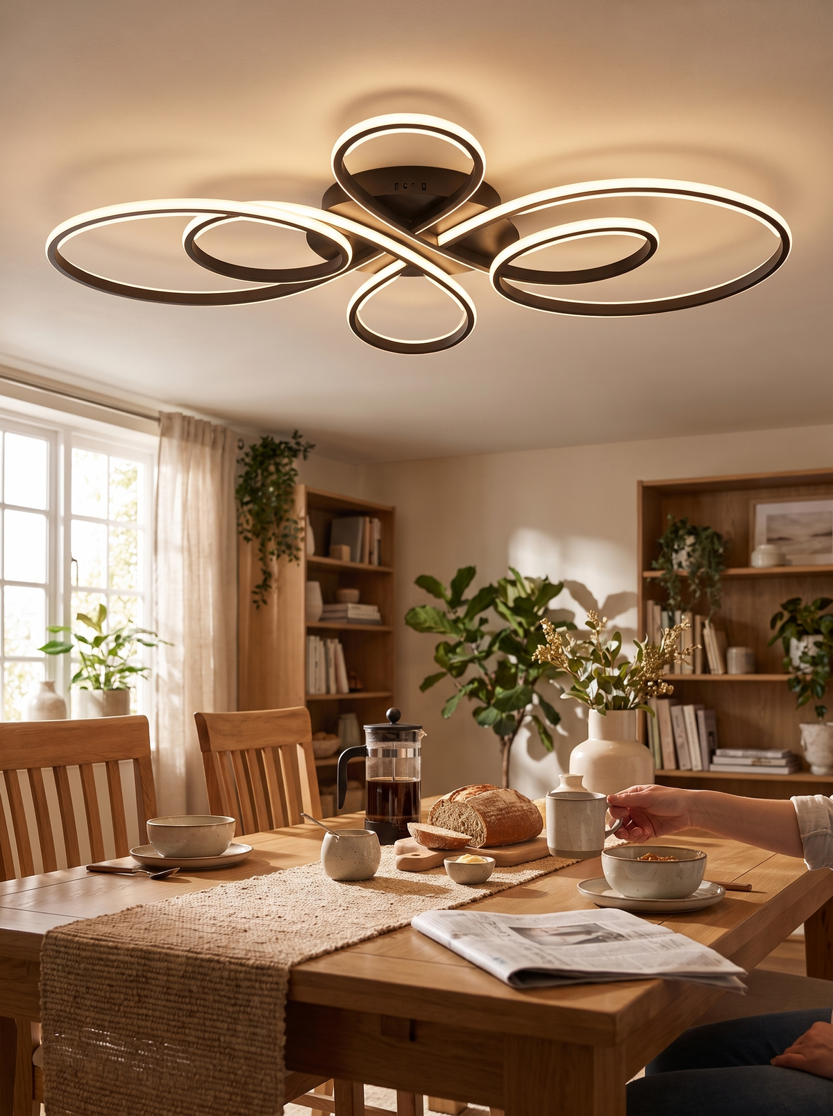 Low Profile LED Ceiling Light in a lifestyle setting: Bright Light, Slim Frame