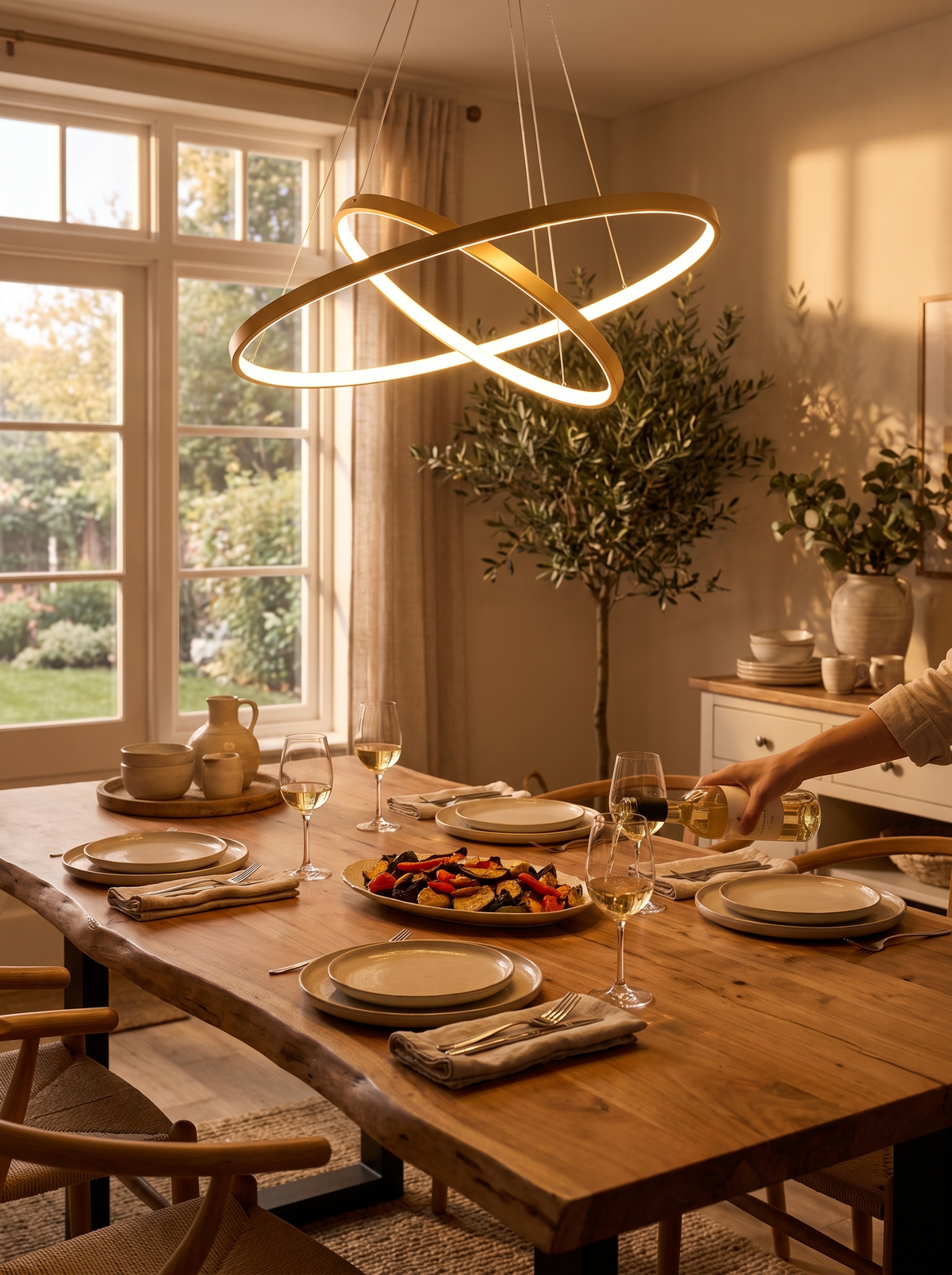 Nordic Minimalist LED Ring Chandelier in a lifestyle setting: A Ring of Light