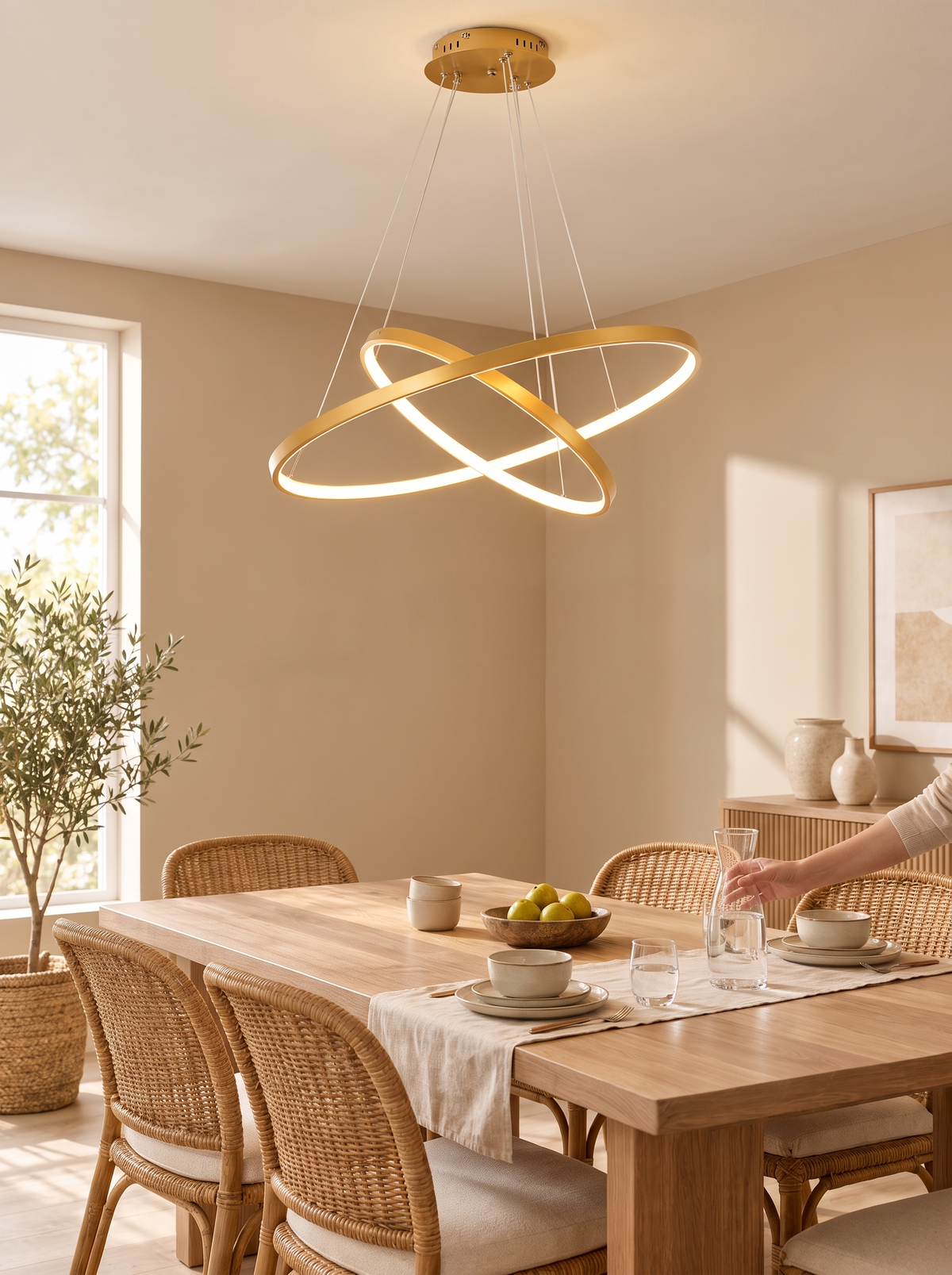Nordic Minimalist LED Ring Chandelier in a lifestyle setting: Nordic Minimalism at Its Best