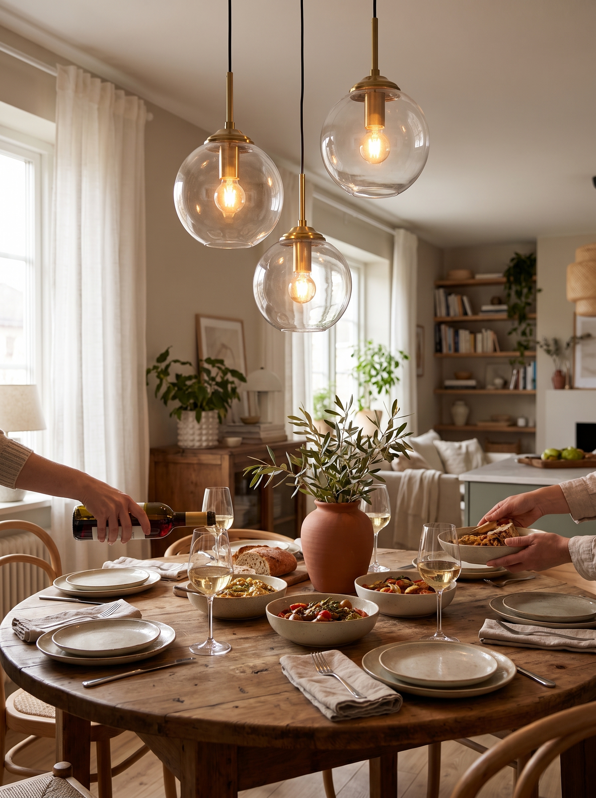 Nordic Glass Pendant Light in a lifestyle setting: Soft, Even Light