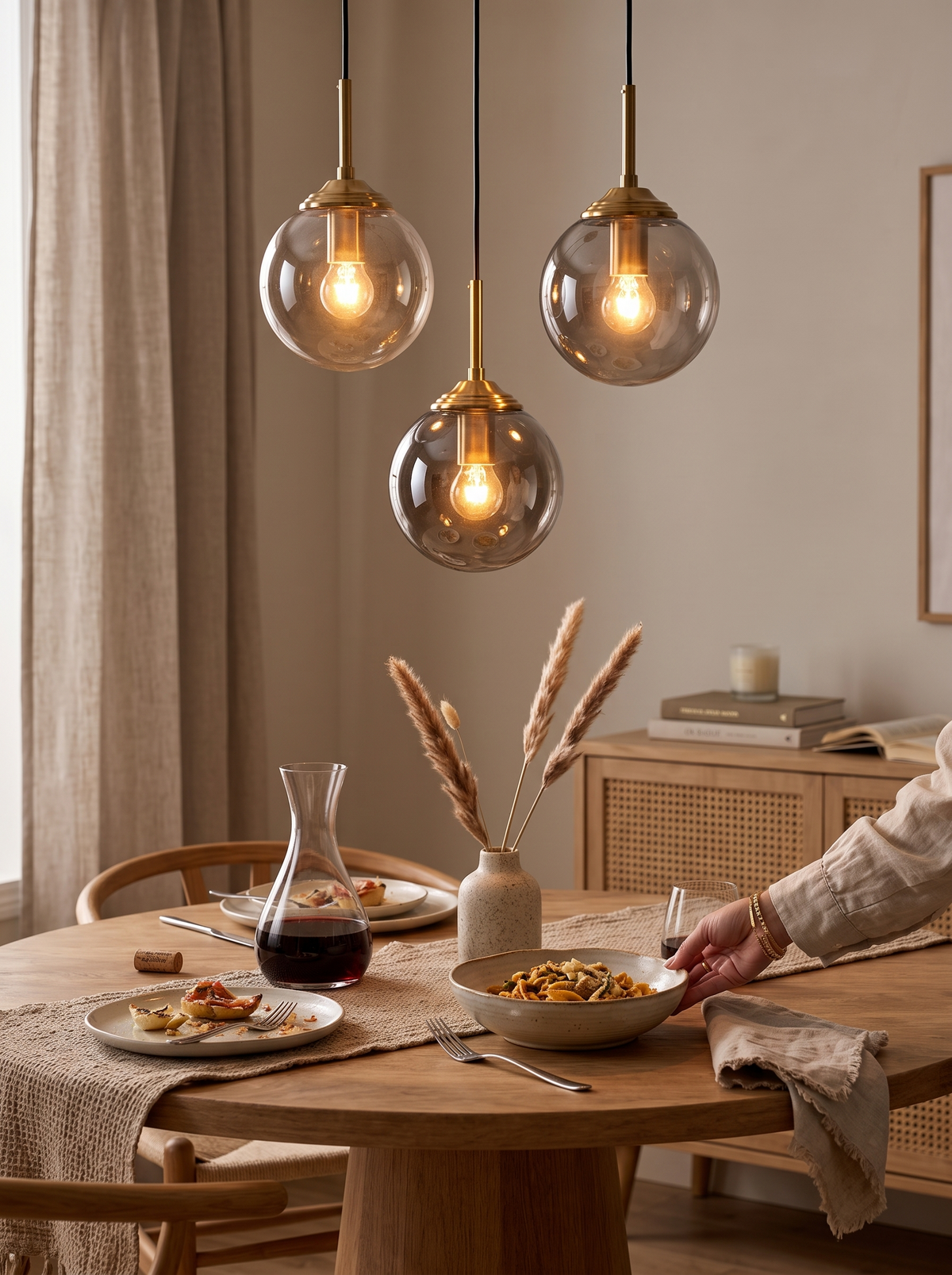 Nordic Glass Pendant Light in a lifestyle setting: Luxury for Small Spaces