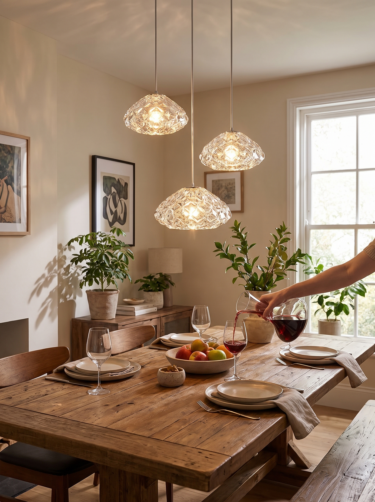 Multi Head Glass Ball Chandelier in a lifestyle setting: Gallery Style Sparkle