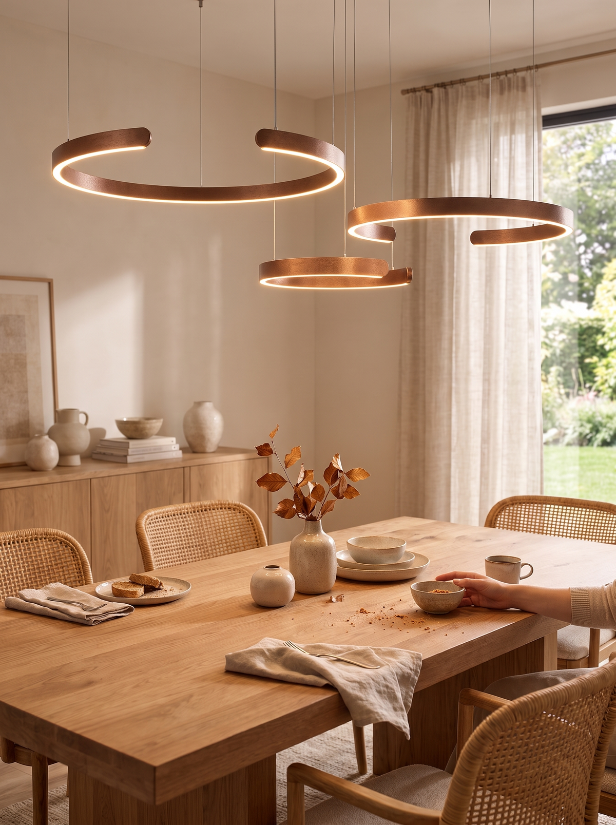 Modern C Ring LED Chandelier in a lifestyle setting: Nordic Style for Every Room