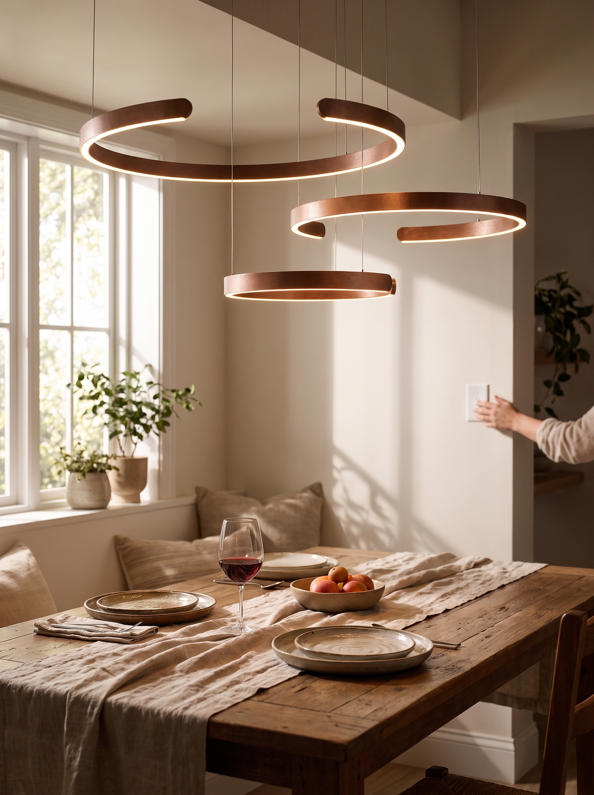 Modern C Ring LED Chandelier in a lifestyle setting: A Bold Open Ring