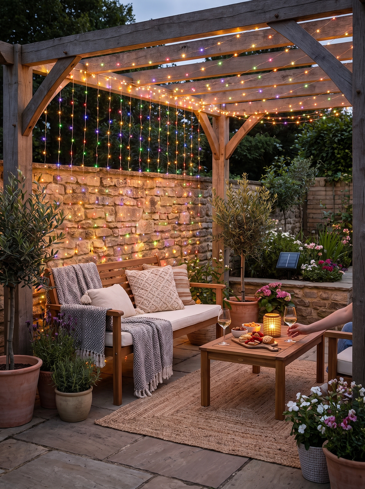Solar Copper Wire Curtain Lights in a lifestyle setting: Set the Scene for Celebrations