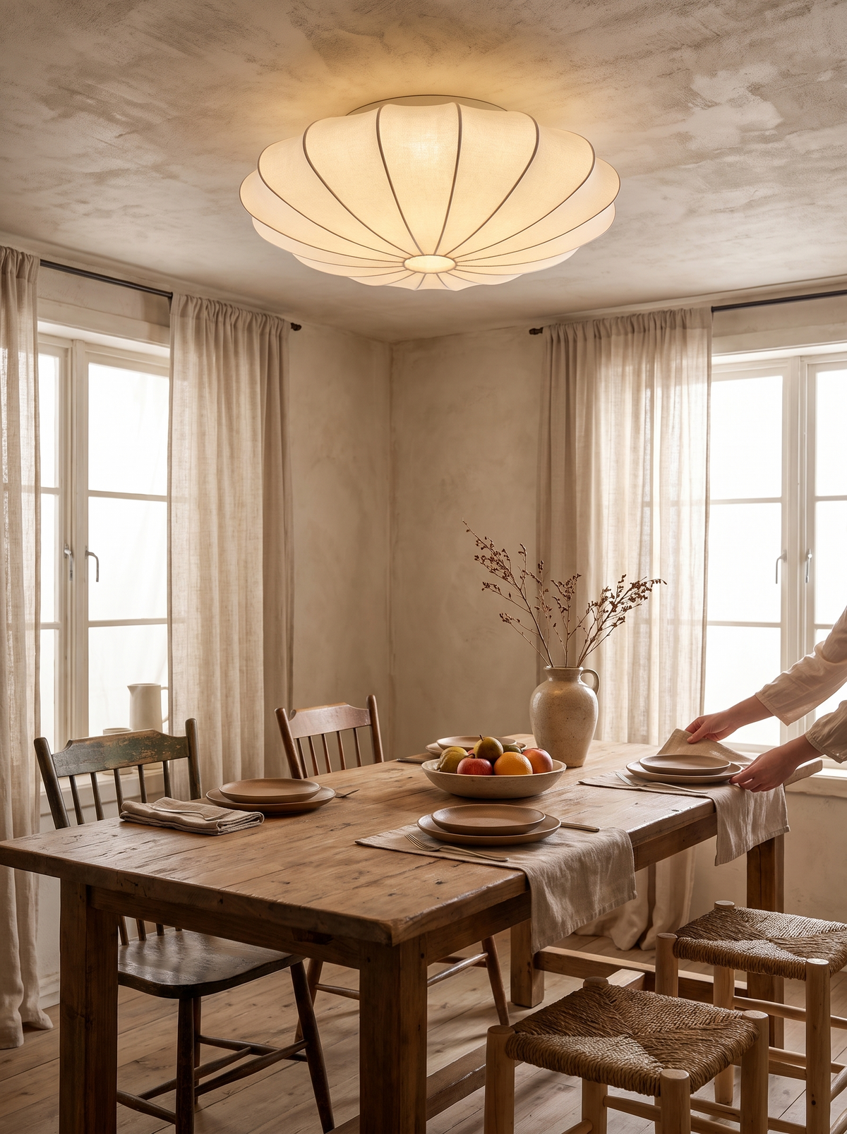 Wabi Sabi Silk Ceiling Light in a lifestyle setting: The Beauty of Imperfection