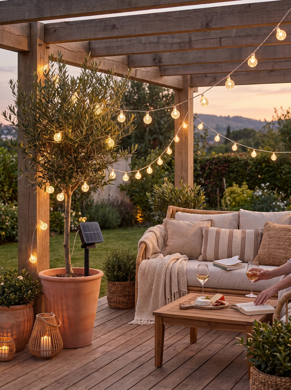 Solar Crystal Globe String Lights in a lifestyle setting: Jewel Like Sparkle